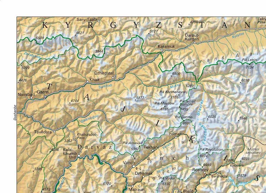 pamirs mountains map